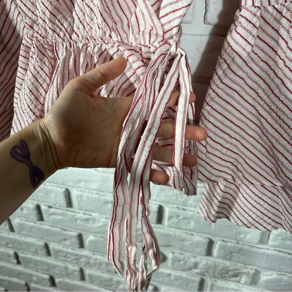 Rebecca Minkoff Melly Striped Bell Sleeve Wrap Top Size Small - Picture 5 of 11